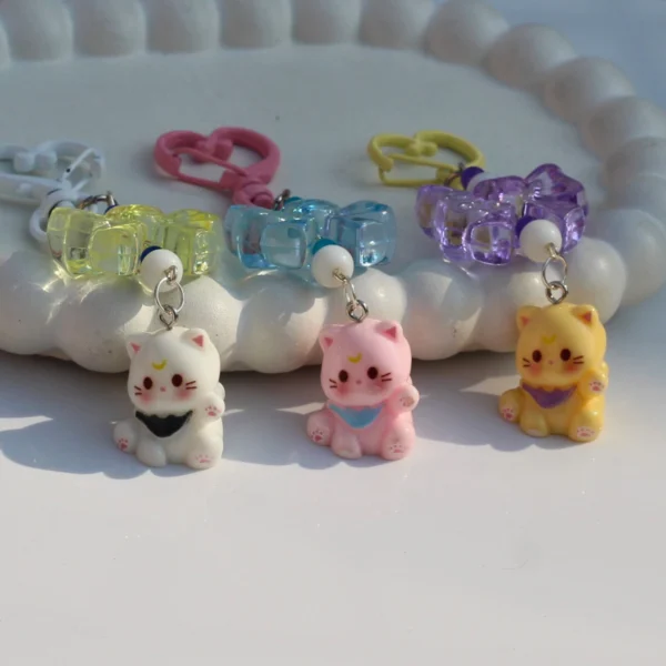 Aesthetic Moon Cat Keychain -11