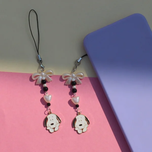 Snoopy Enamel Bow Phone Charm -2