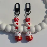 Japanese Lucky Cat Ringing Bell Key Chain -6