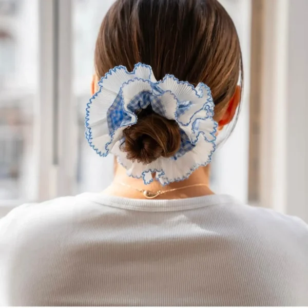 Pinteresty Gingham Pattern Frill Scrunchie -5