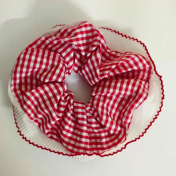 Pinteresty Gingham Pattern Frill Scrunchie -3