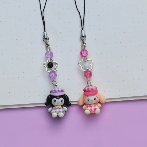 Kuromi and My Melody Gingham Phone Charms -4