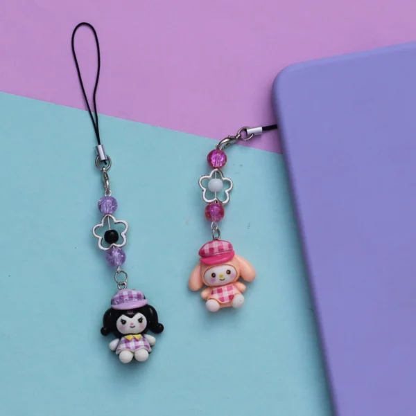 Kuromi and My Melody Gingham Phone Charms -5