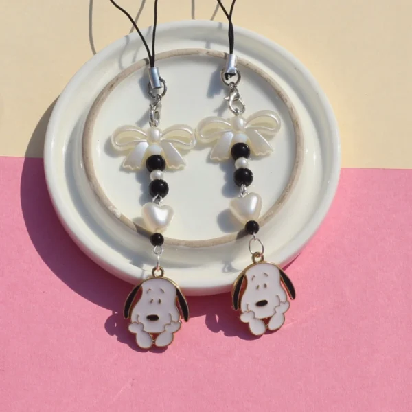 Snoopy Enamel Bow Phone Charm -3