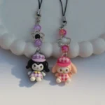 Kuromi and My Melody Gingham Phone Charms -8
