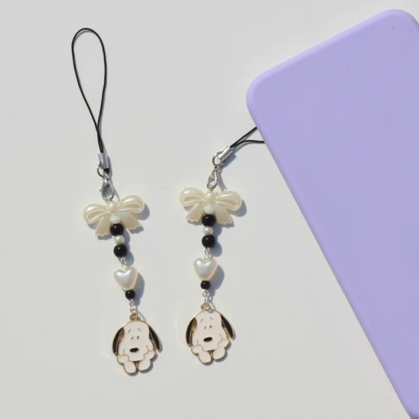 Snoopy Enamel Bow Phone Charm -6