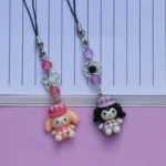 Kuromi and My Melody Gingham Phone Charms -9
