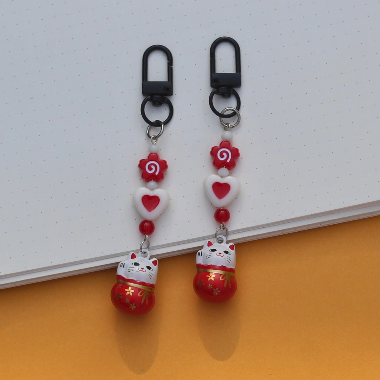 Japanese Lucky Cat Ringing Bell Key Chain -1