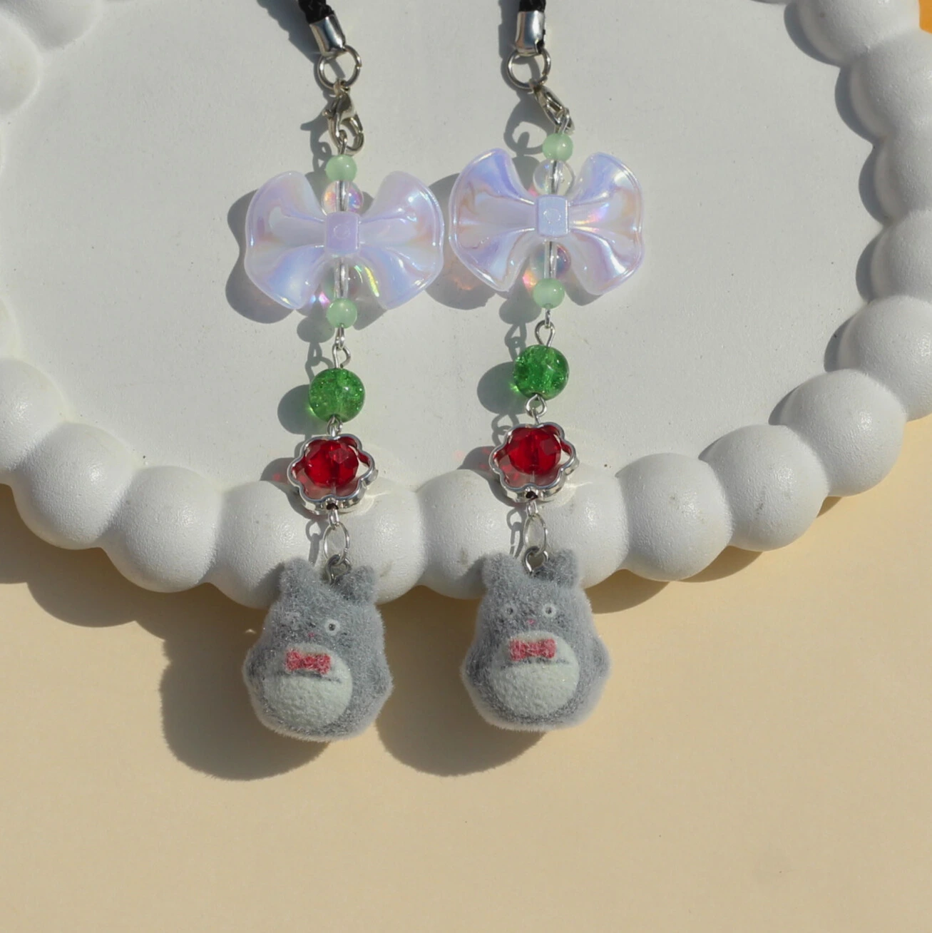 Totoro Bow Fuzzy Phone Charm -11