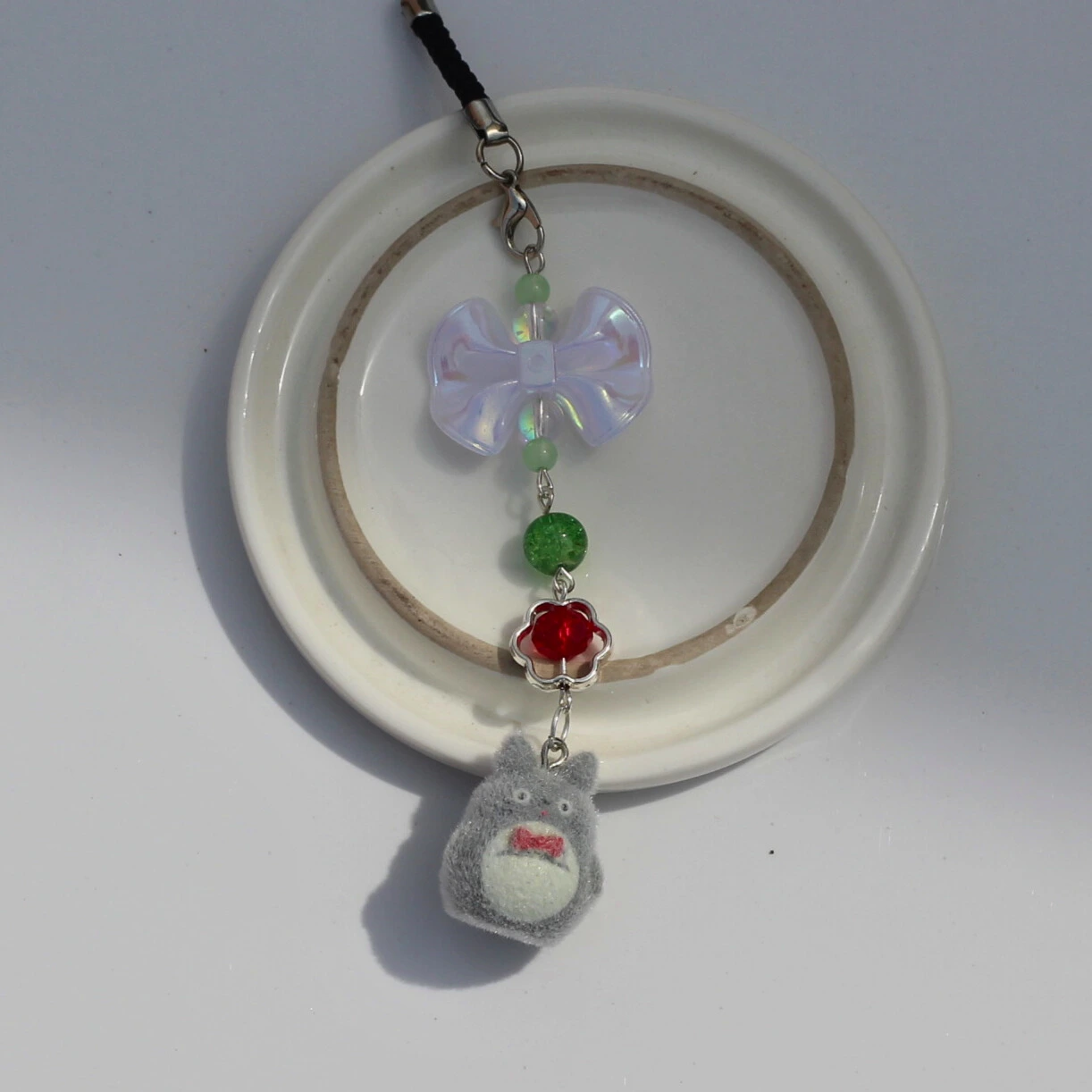 Totoro Bow Fuzzy Phone Charm -1