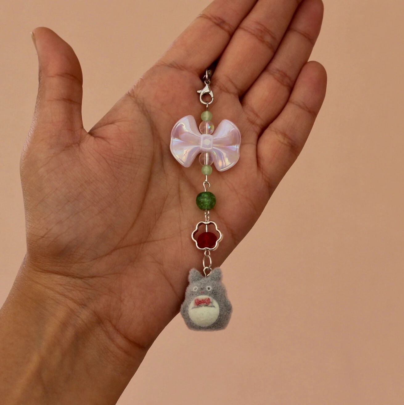 Totoro Bow Fuzzy Phone Charm -10