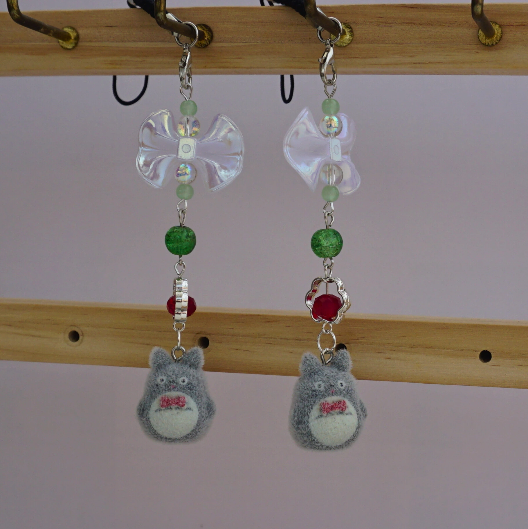 Totoro Bow Fuzzy Phone Charm -4