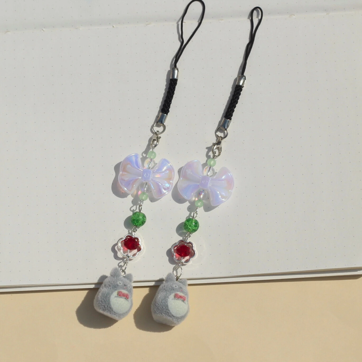 Totoro Bow Fuzzy Phone Charm -7