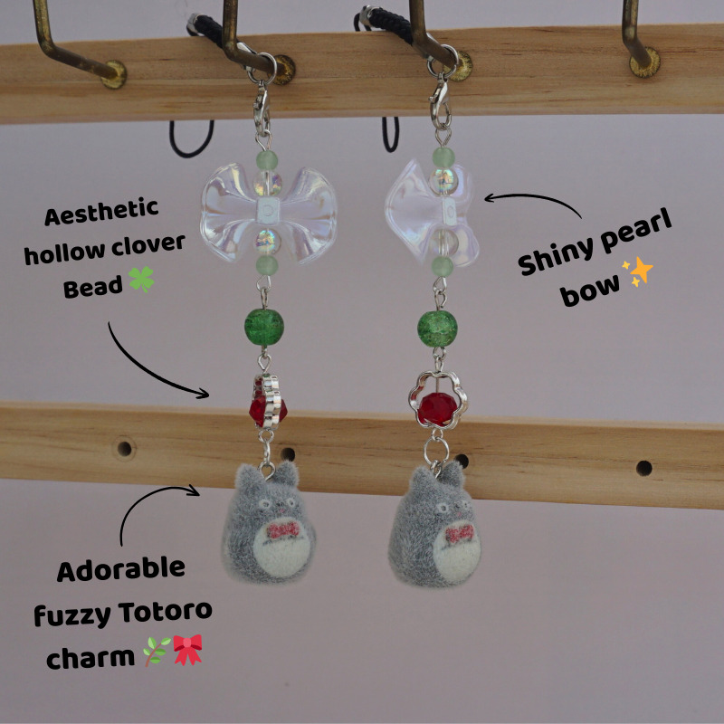 Totoro Bow Fuzzy Phone Charm -13