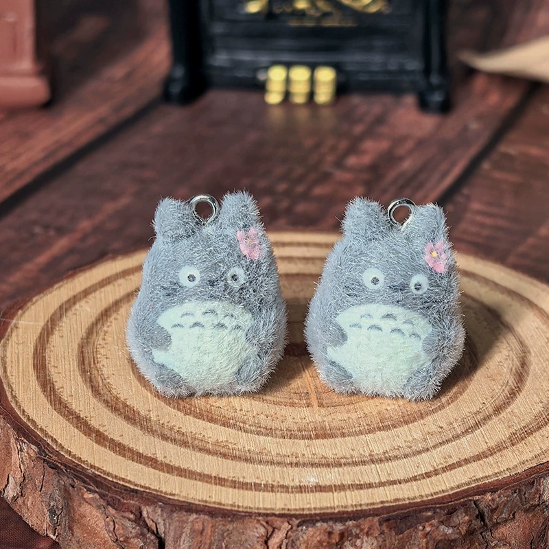 Floral Theme Totoro Fuzzy Keychain -14