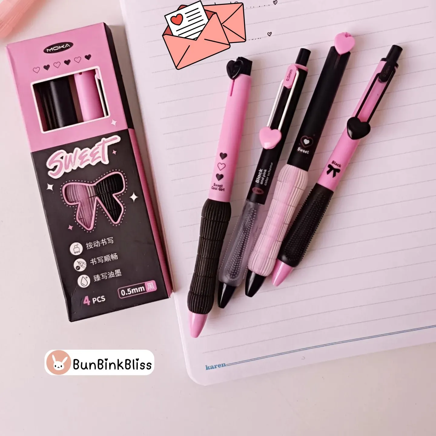 Pinteresty Heart Theme Pen Set -10