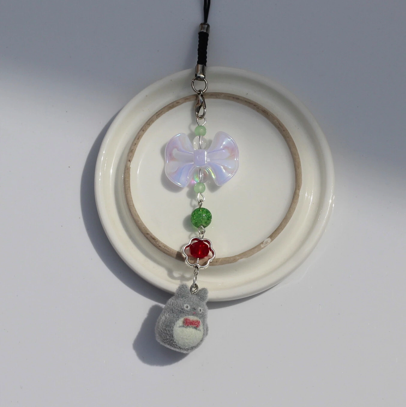 Totoro Bow Fuzzy Phone Charm -5