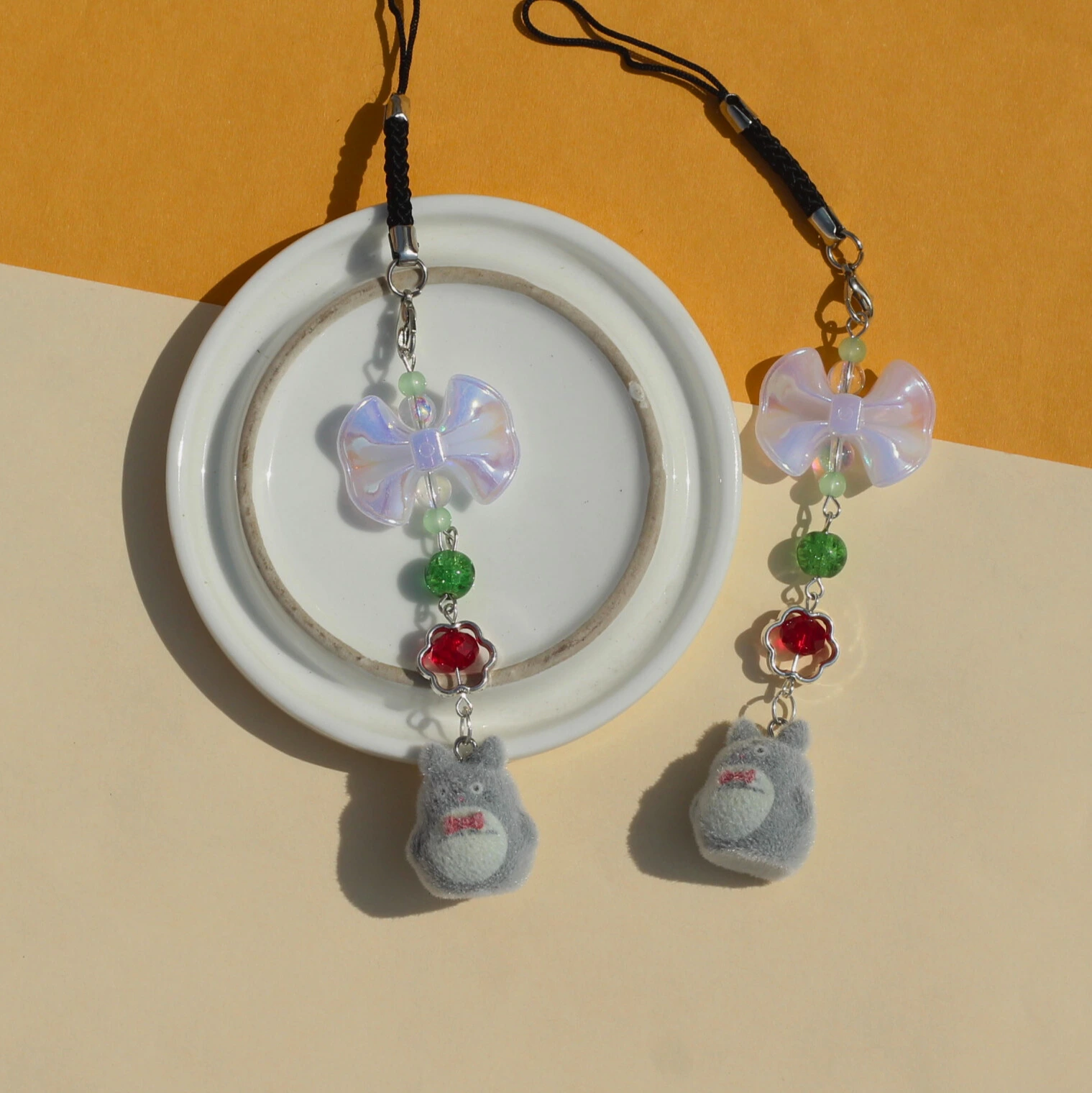 Totoro Bow Fuzzy Phone Charm -9