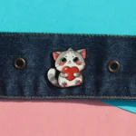 Cat Holding Heart Enamel Pin -12
