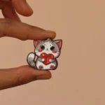 Cat Holding Heart Enamel Pin -11