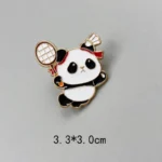 Panda Playing Badminton Enamel Pin -8