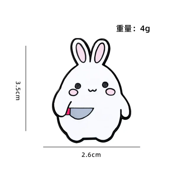 Bunny Holding Knife Enamel Pin -7