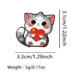 Cat Holding Heart Enamel Pin -8