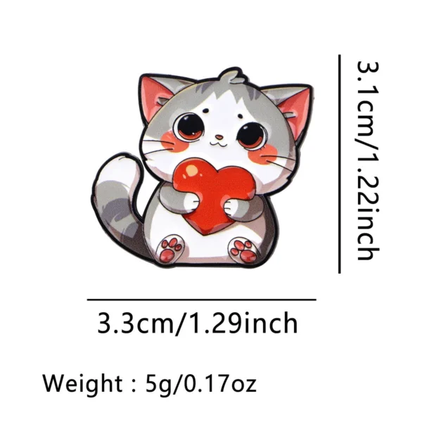 Cat Holding Heart Enamel Pin -8
