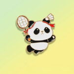 Panda Playing Badminton Enamel Pin -5