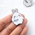 Bunny Holding Knife Enamel Pin -6