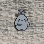 Bunny Holding Knife Enamel Pin -3