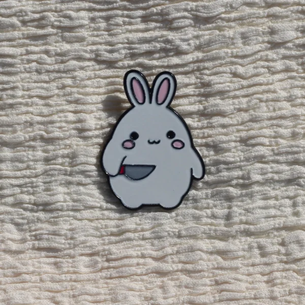 Bunny Holding Knife Enamel Pin -3