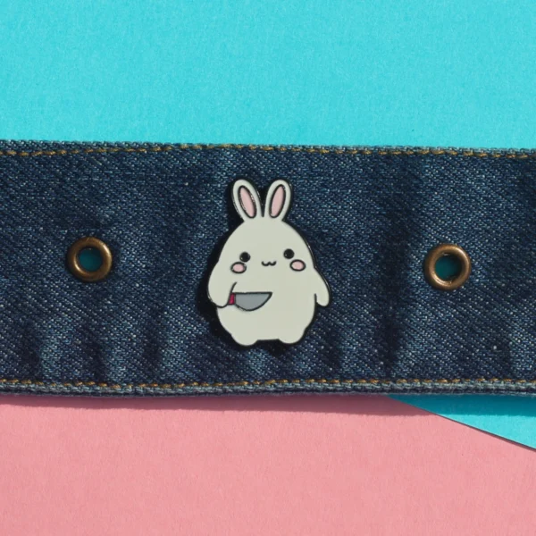 Bunny Holding Knife Enamel Pin -1