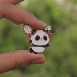 Panda Playing Badminton Enamel Pin -4