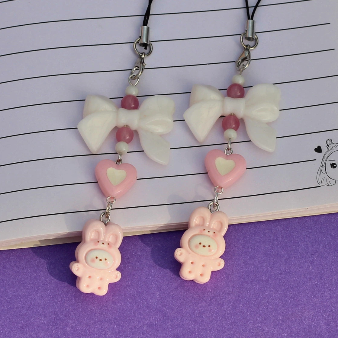 Kawaii Bunny Cookie Phone Charm -1