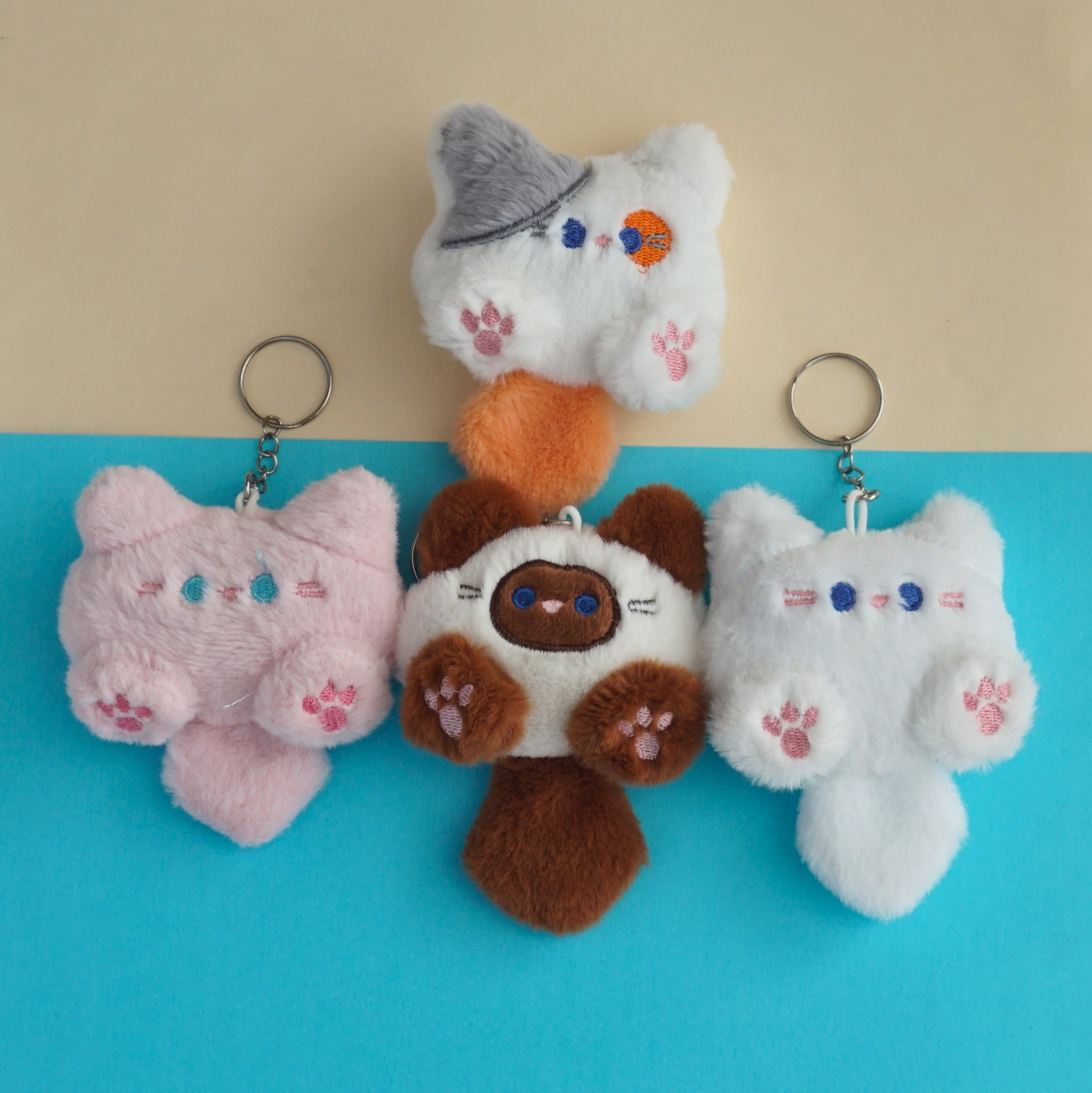 Tiny Kawaii Cat Plush Keychain -5
