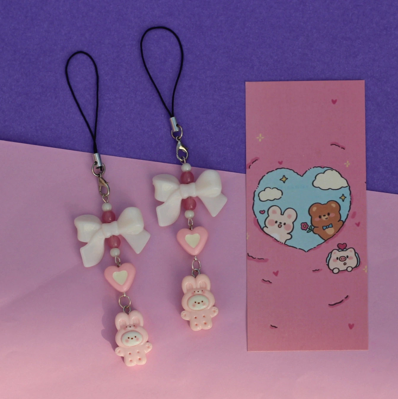 Kawaii Bunny Cookie Phone Charm -5