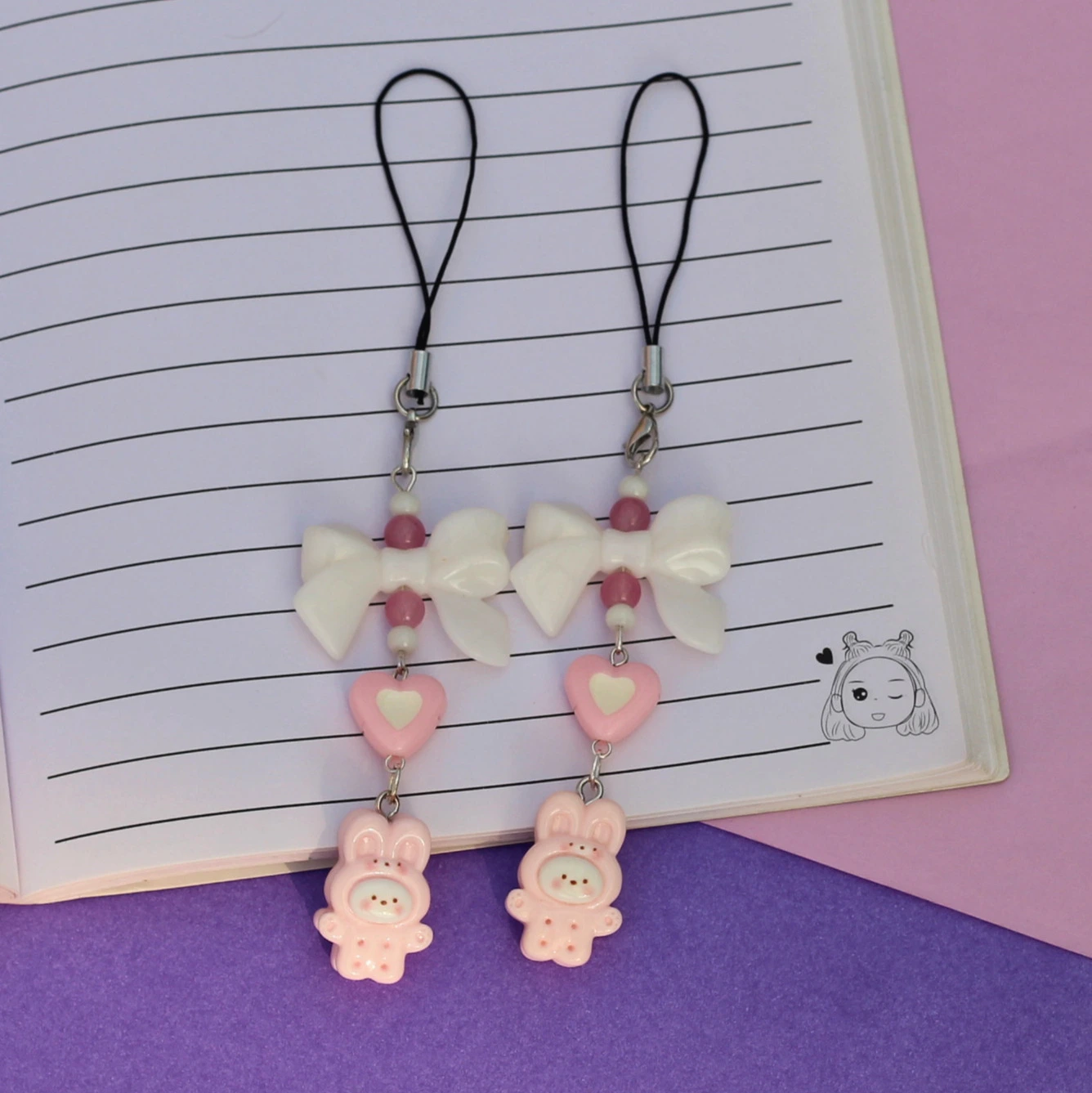 Kawaii Bunny Cookie Phone Charm -2