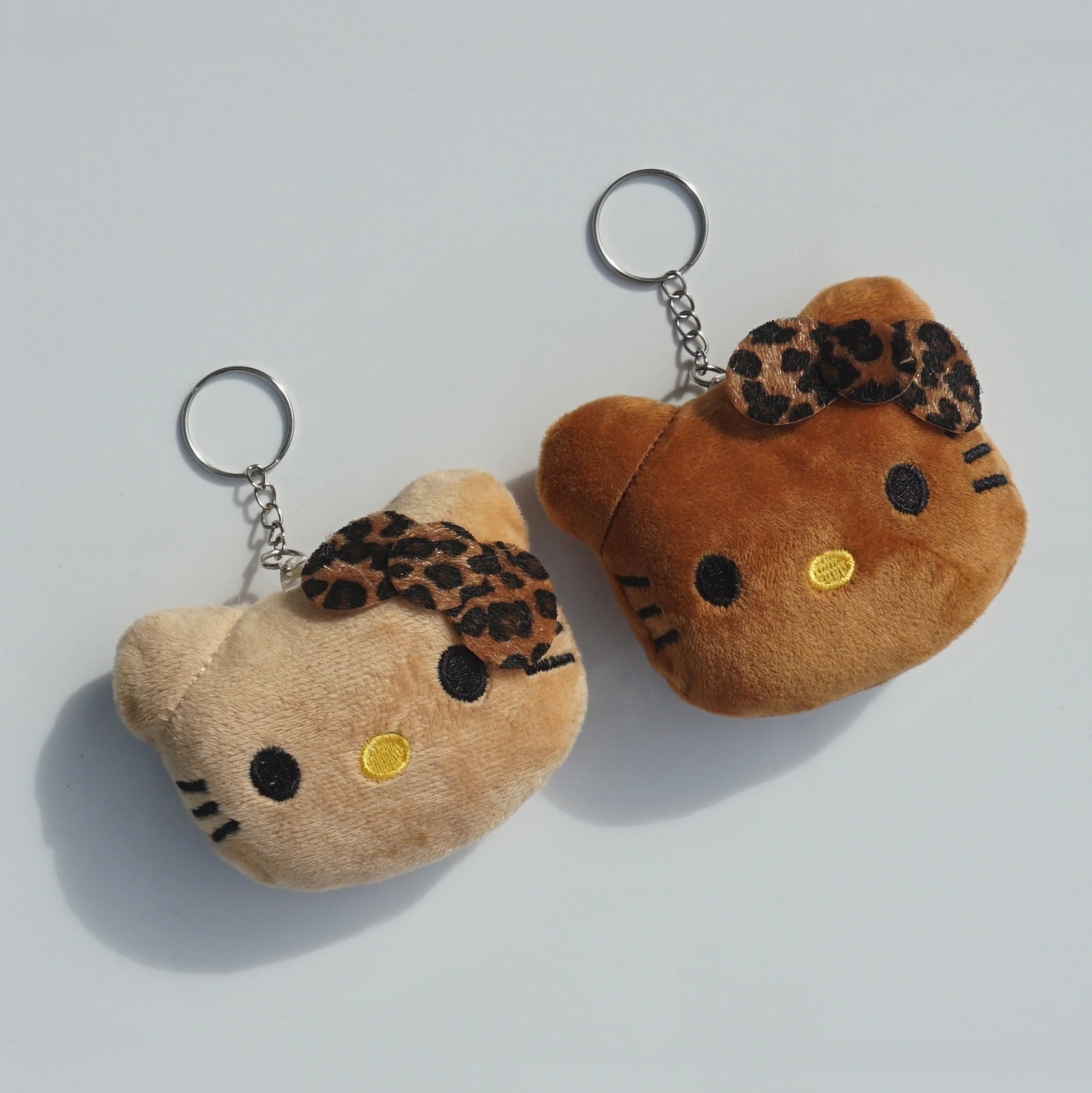 Vintage Brown Hello Kitty Face Plush Key Charm -11