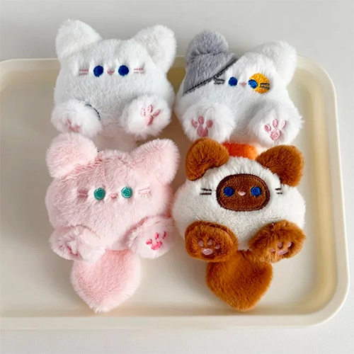 Tiny Kawaii Cat Plush Keychain -3