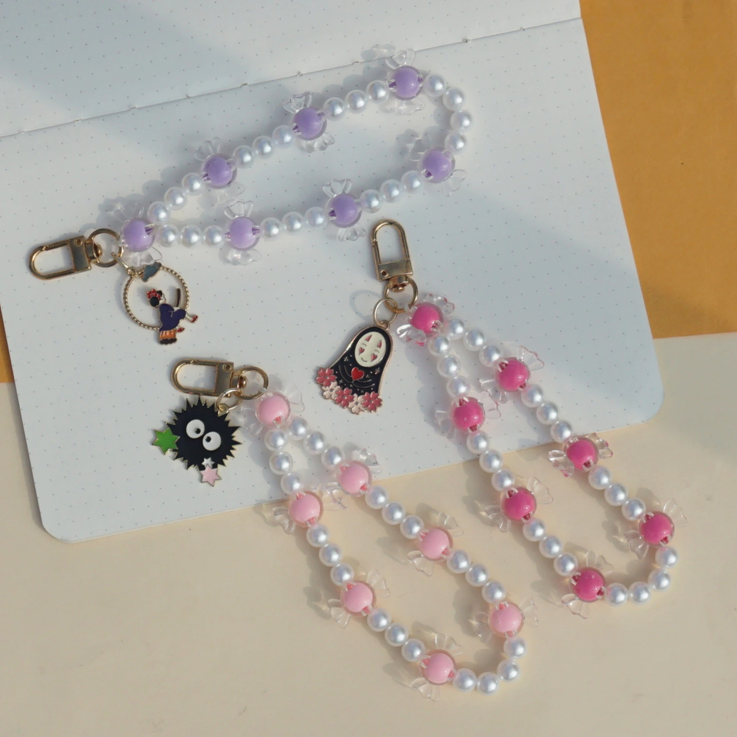Studio Ghibli Pearl Beaded Keychain/Phone charm -5