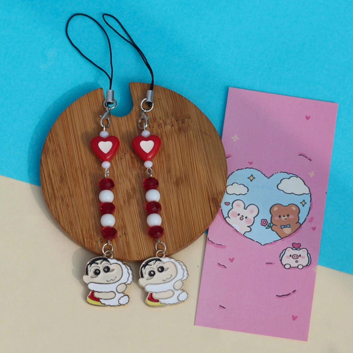 Shinchan & Shiro Double Sided Enamel Phone Charm -10