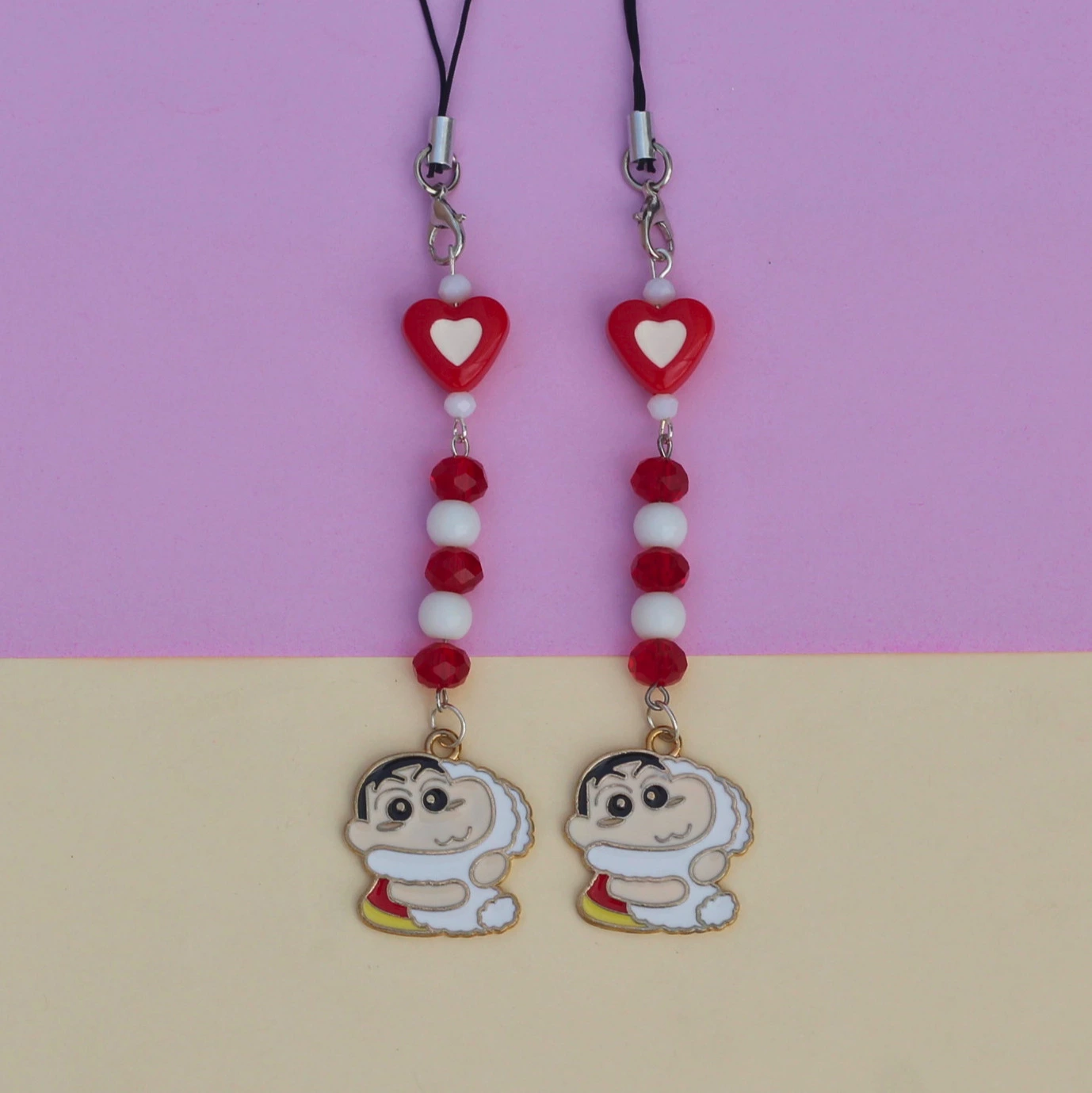 Shinchan & Shiro Double Sided Enamel Phone Charm -9