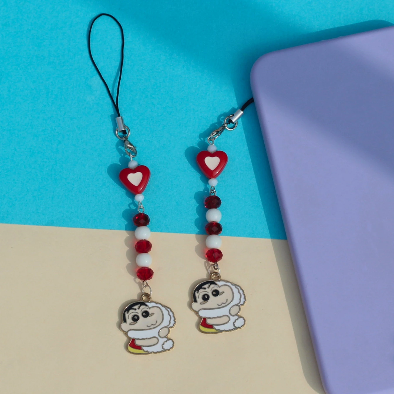 Shinchan & Shiro Double Sided Enamel Phone Charm -2