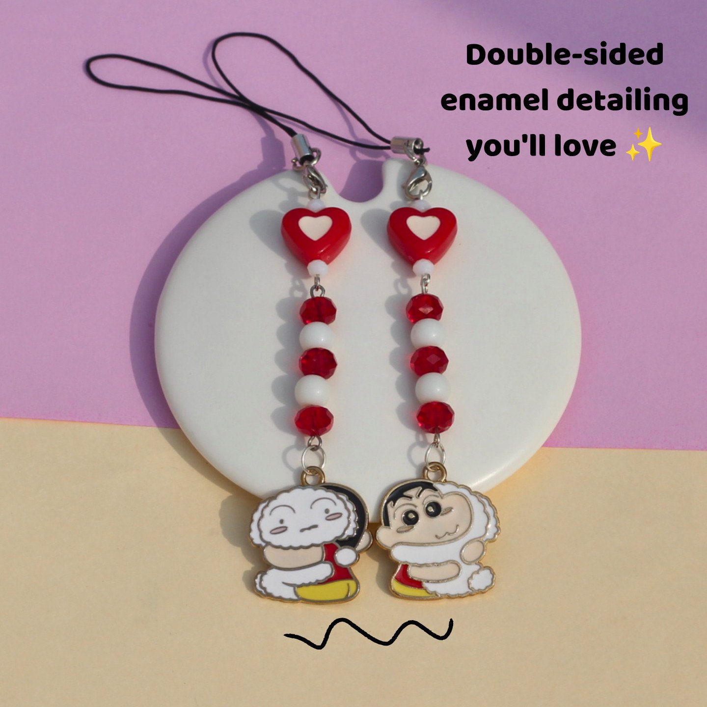 Shinchan & Shiro Double Sided Enamel Phone Charm -6