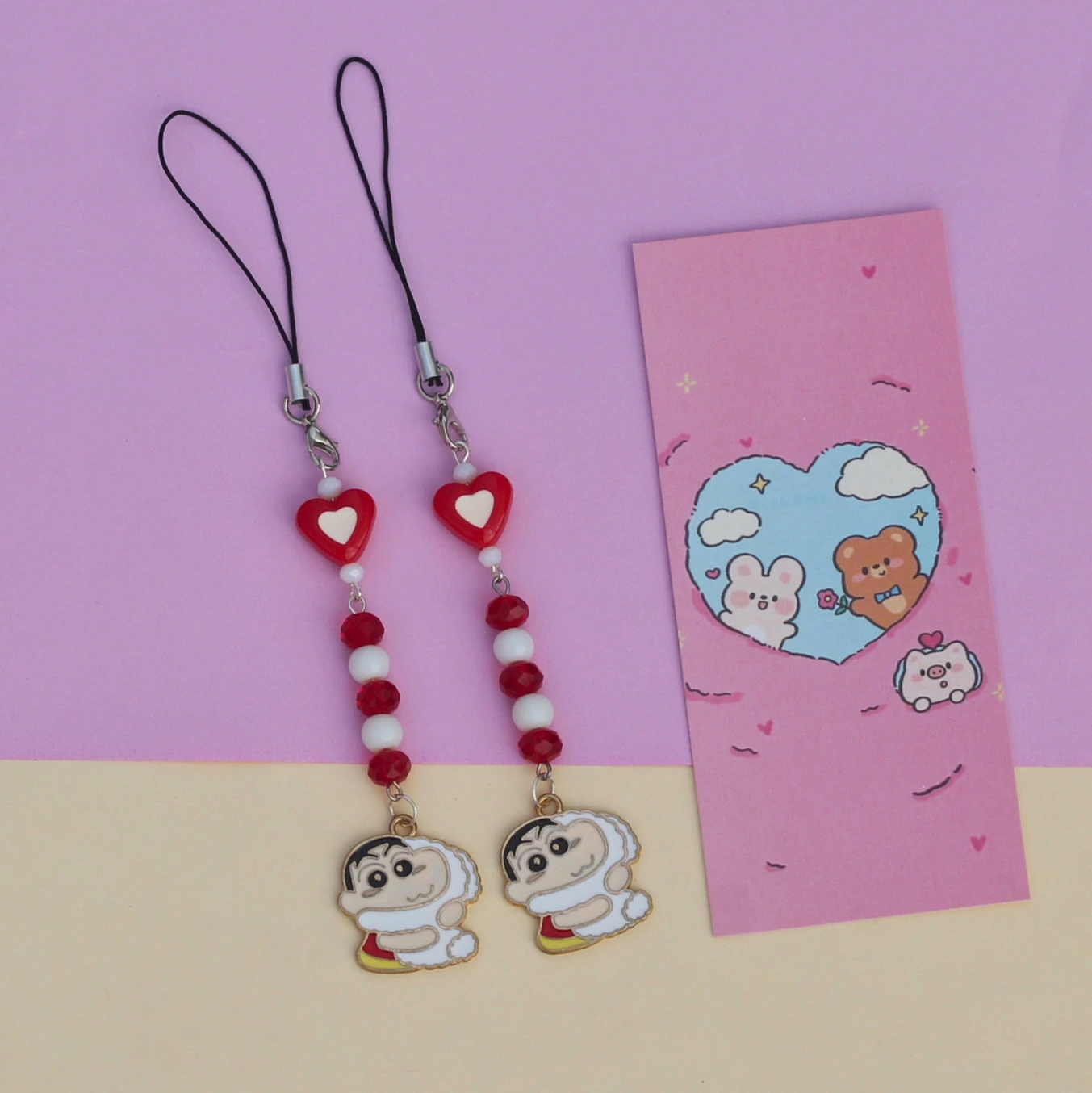 Shinchan & Shiro Double Sided Enamel Phone Charm -8
