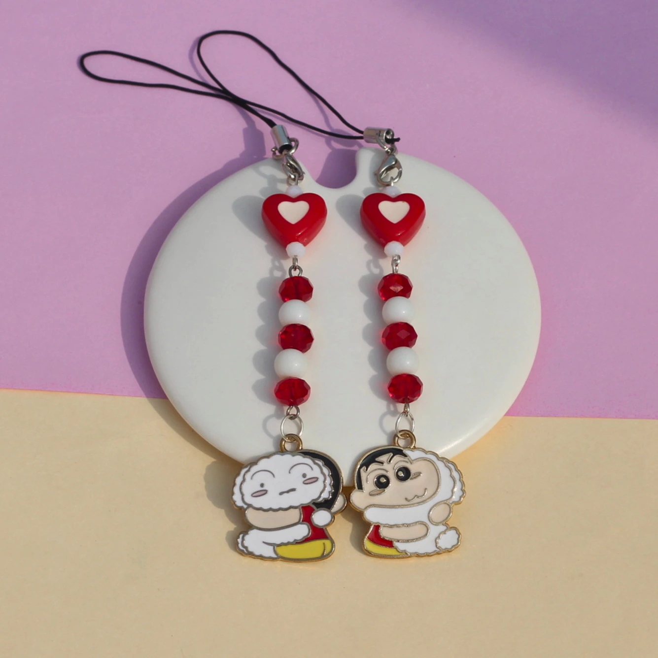 Shinchan & Shiro Double Sided Enamel Phone Charm