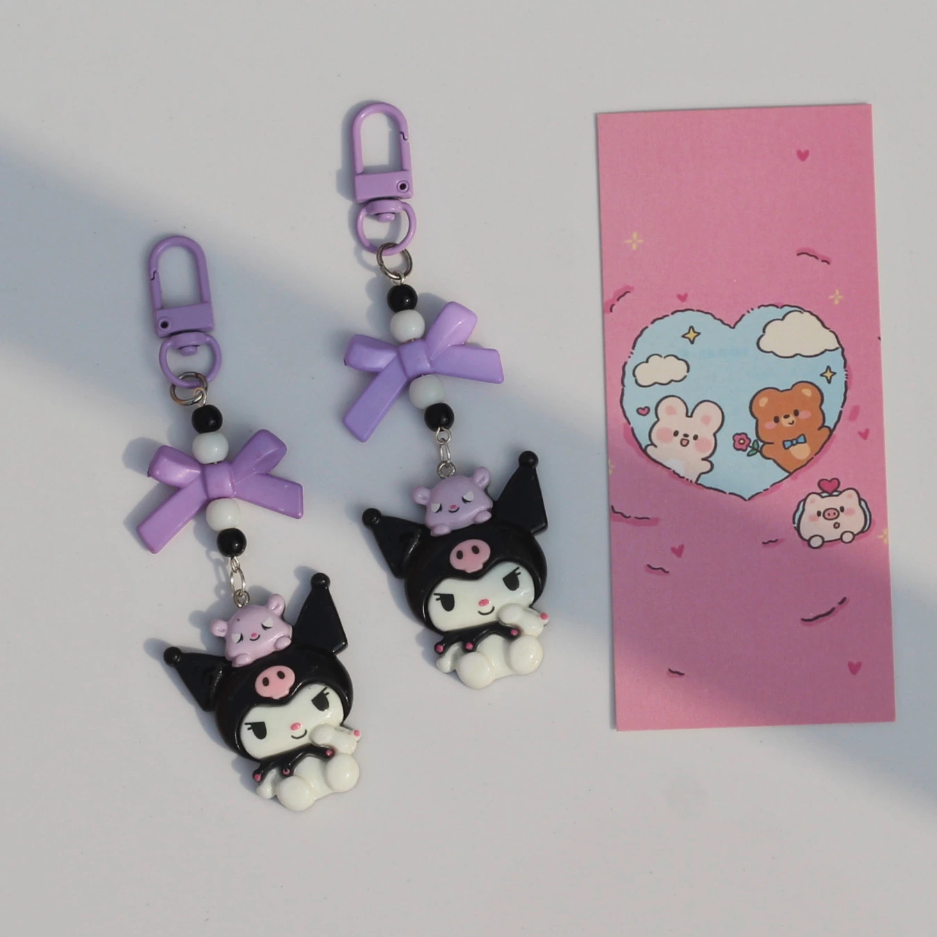 Kuromi with Bow Charm Keychain -6