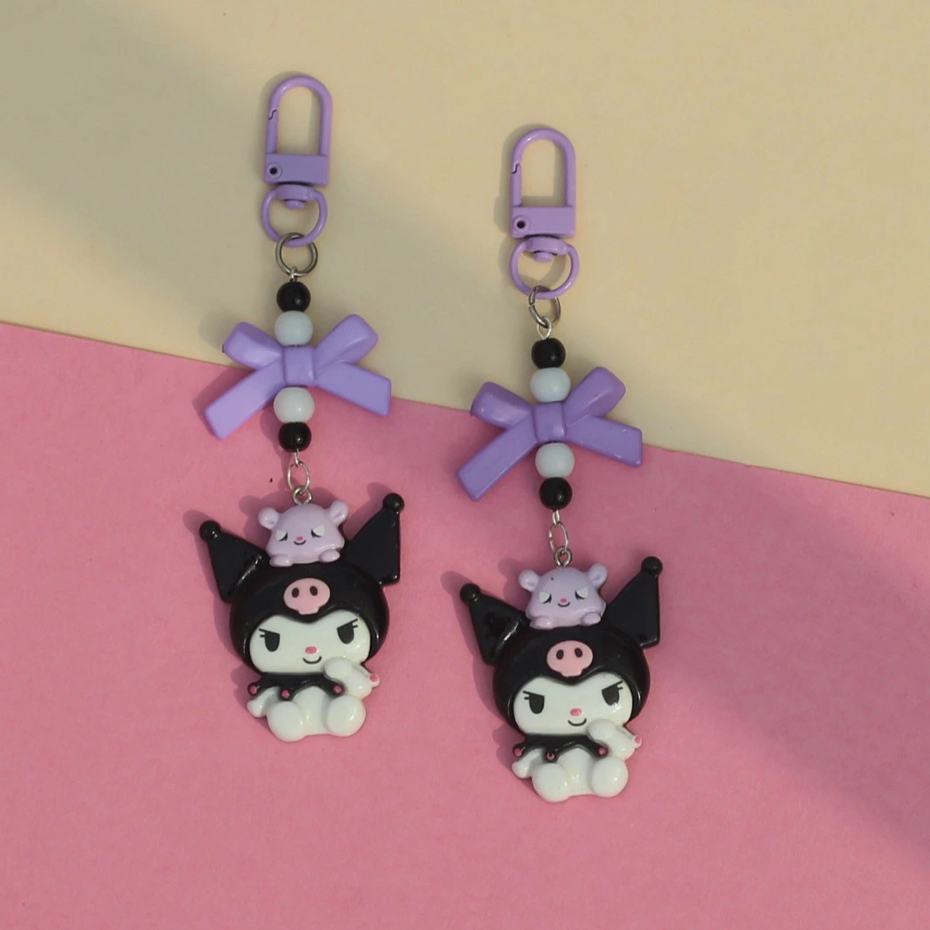 Kuromi with Bow Charm Keychain -4