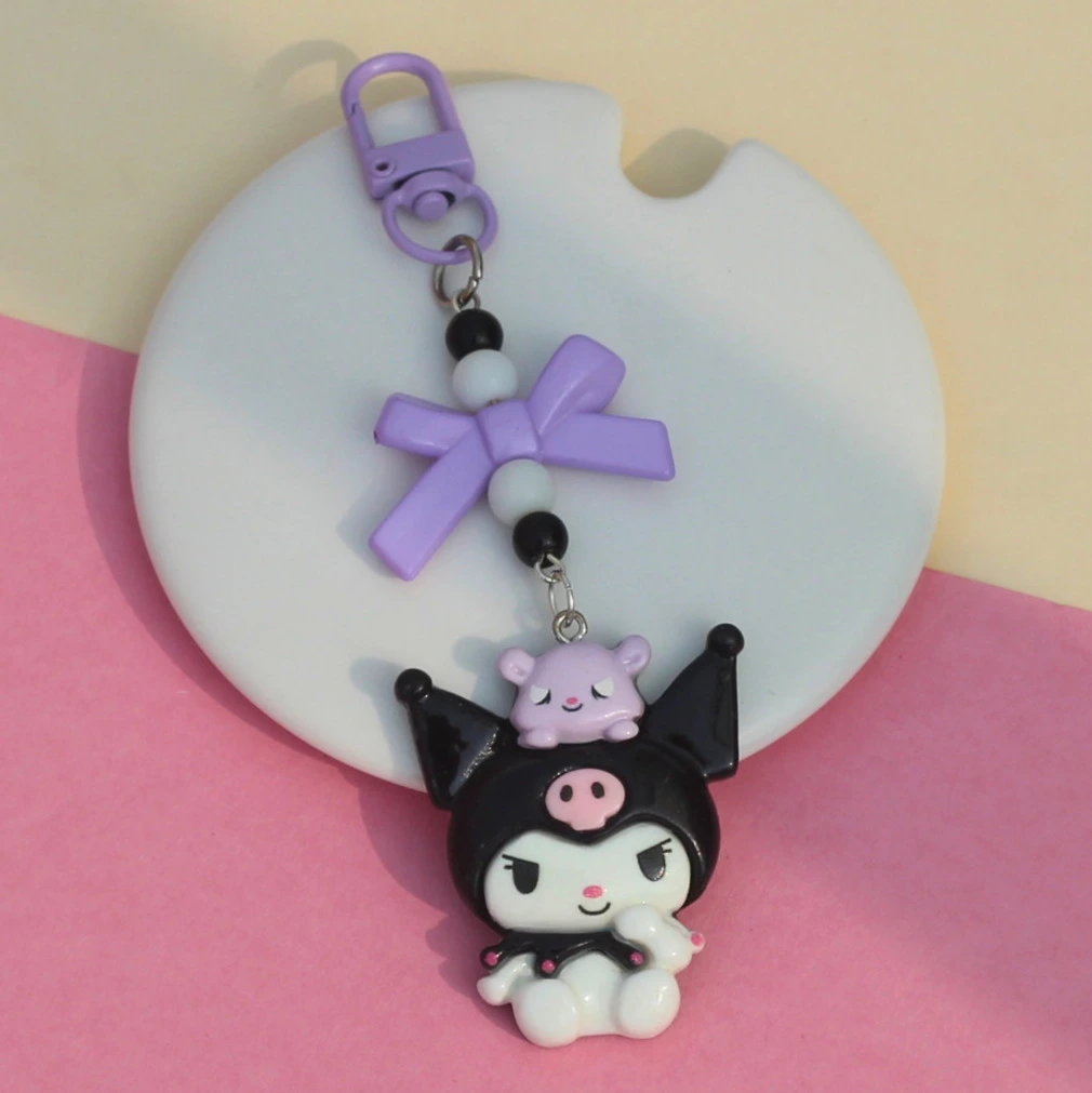 Kuromi with Bow Charm Keychain -3